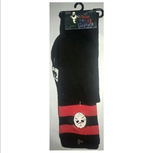 Friday The 13th Black Red Striped Knee Socks NEW!